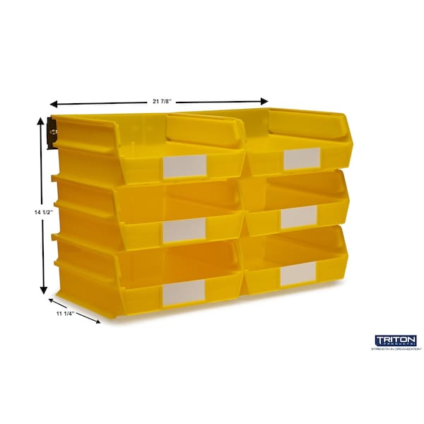 Polypropylene Wall Storage Bin Kit, 10.875 In. D X 5 In. H X 11 In. W, Yellow